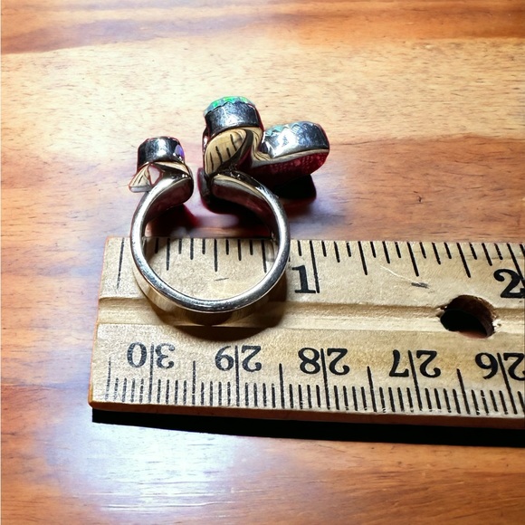 Aurora Opals in Solid Sterling Silver Flutter Ring - Picture 9 of 11